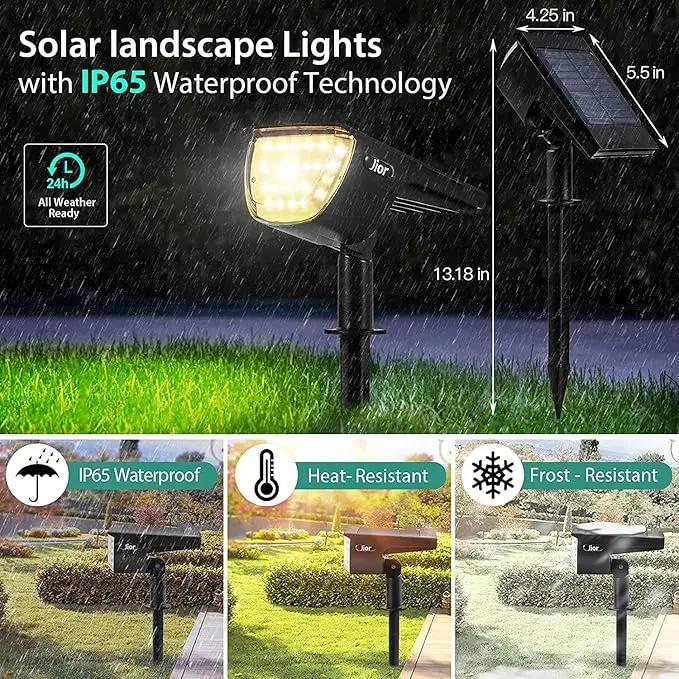 Jior Solar Lights for Outside,Solar Lights Outdoor Waterproof IP65, 2-in-1 Adjustable Solar Landscape SpotLights Wall Lights for Garden Yard Driveway Walkway Pool Patio 6 Pack (Warm White) by GreenHaven Gardens
