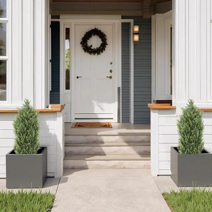 THE BLOOM TIMES 3ft Topiary Trees Artificial Outdoor 2 Pack – UV Resistant Faux Cedar Pine Cypress Bushes and Shrubs, Fake Potted Plants for Front Porch Outside Planter Patio Decor, Set of 2 (3 Foot) by GreenHaven Gardens