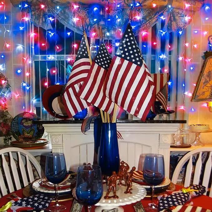 JMEXSUSS Red White & Blue Lights Clear Wire, 66 Ft 200 LED 4th of July Decorations String Lights Plug in, Christmas Lights for Independence Day Celebration Party Memorial Day Patriotic Holidays Decor by GreenHaven Gardens