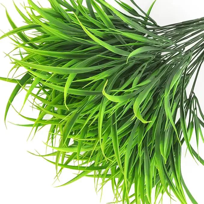 Ouddy Decor 16 Bundles Artificial Plants Outdoor Fake Grass Greenery Stems UV Resistant Faux Plastic Shrubs for Spring Summer Garden Pathway Window Box Front Porch Home Decor, Green by GreenHaven Gardens