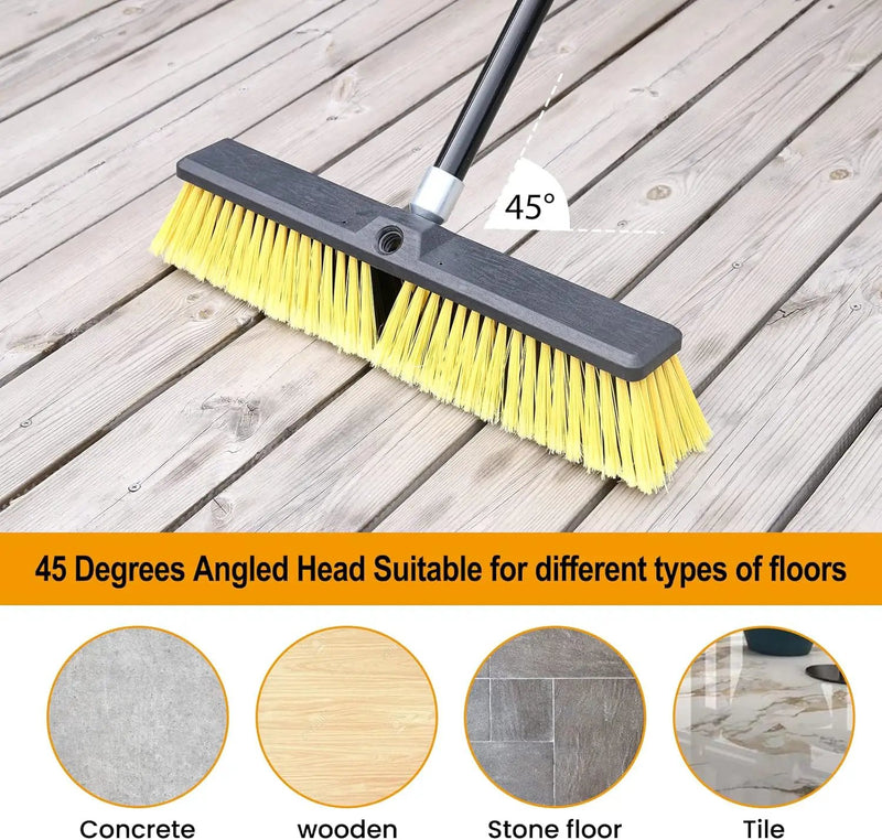 KeFanta 18 Inches Push Broom Outdoor- Heavy Duty Broom with 63" Long Handle for Deck Driveway Garage Yard Patio Warehouse Concrete Floor Cleaning by GreenHaven Gardens