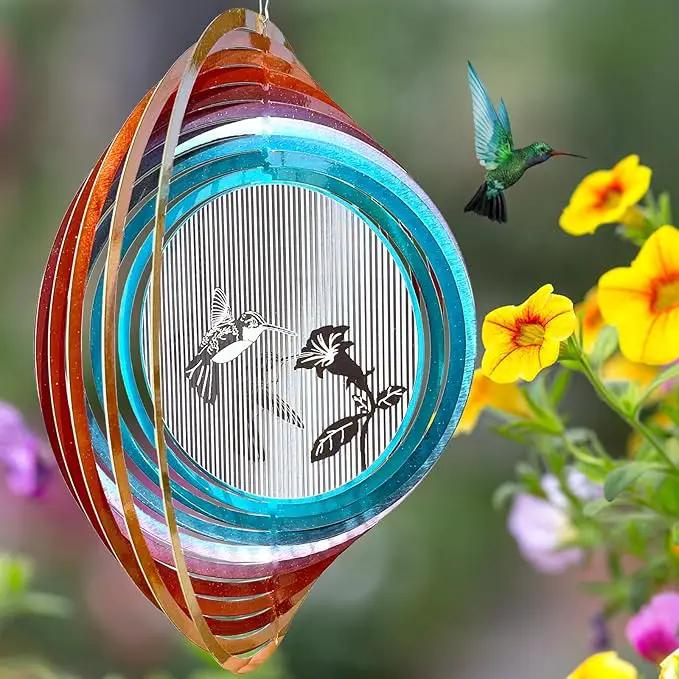 3D Animations Hummingbird Wind Spinner for Yard and Garden,12In Metal Wind Spinners Hummingbird Gift for Women Mom Grandma Wife,Outdoor Garden Decor Hanging Kinetic Yard Art Wind Sculpture by GreenHaven Gardens