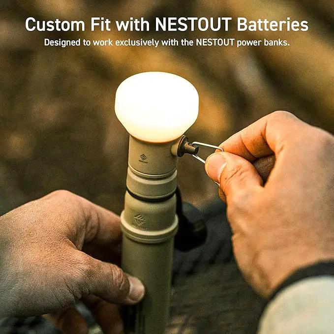 ELECOM NESTOUT Outdoor Camping LED Lantern w/ Mini Tripod, Dimmable USB Powered Soft LED Light, IP44 Water Dust Resistant, 10-350 Lumen, Portable Lamp for NESTOUT Power Bank, Beige (LAMP-1) by GreenHaven Gardens