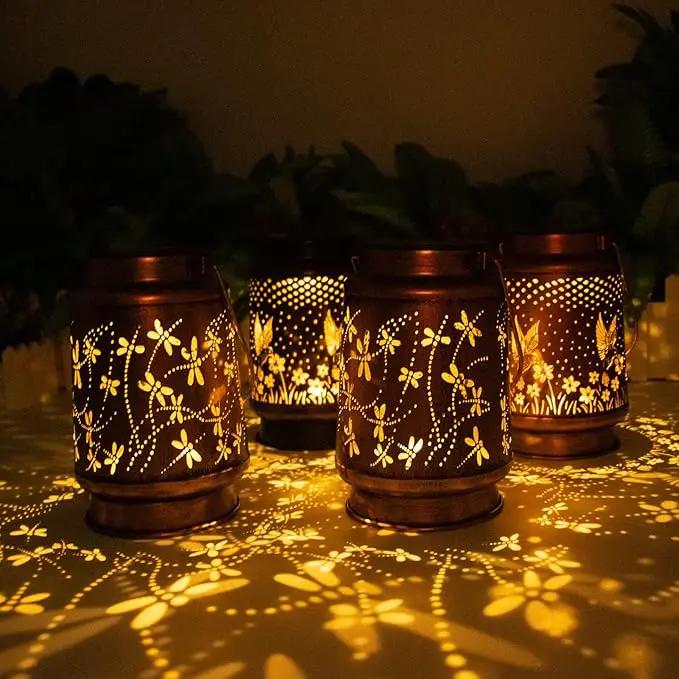 Mothers Day Gifts, 4 Packs Dragonfly&Hummingbird Solar Lantern Lights Outdoor Decor, Hanging Waterproof Metal Decorations, Landscape Lights for Garden Patio Yard Lawn Backyard Front Porch by GreenHaven Gardens