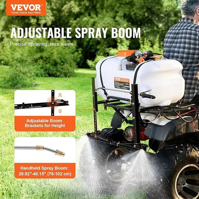 VEVOR ATV Spot Sprayer, 15.9 Gal/60L ATV/UTV Broadcast With Nozzle Boom, 12 V Pump With Water Tank, 1.9 GPM Flow Rate, Adjustable 0-72 PSI, 20FT Hose, Weed Sprayer for Garden, Farm by GreenHaven Gardens