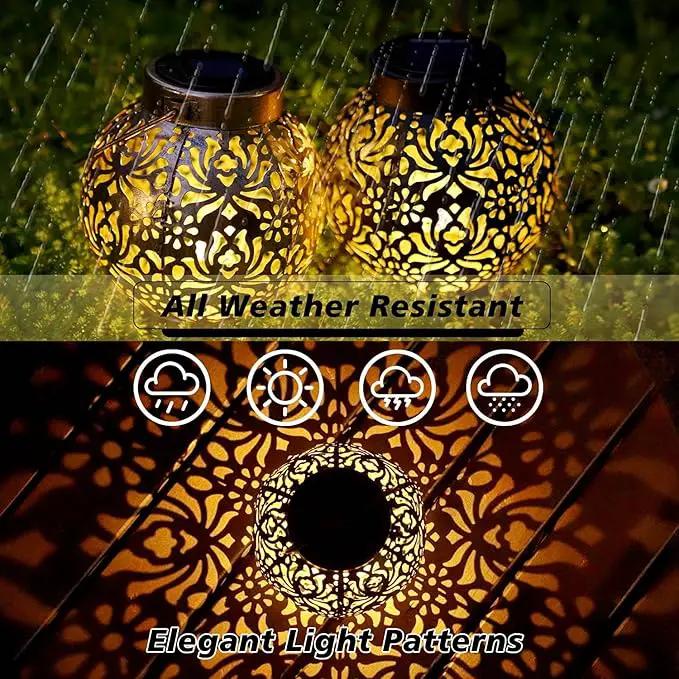 Set of 2 Solar Lantern Outdoor Hanging Decorative Lights for Garden Patio Porch Decorations. (Black) by GreenHaven Gardens