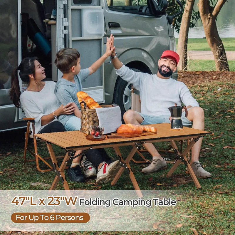 GYMAX Folding Camping Table, Aluminum Roll-Up Picnic Table with Carrying Bag, Portable Low Beach Table for Outdoor Travel, Hiking, Party, BBQ, Backyard by GreenHaven Gardens