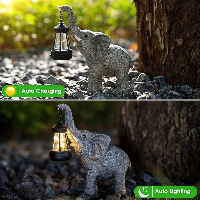 Elephant Statue Solar Garden Decor, Outdoor Solar Decoration for Outside, Gardening Gifts for Women by GreenHaven Gardens