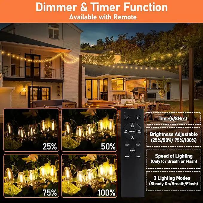 Bosceos 50 FT Solar String Lights for Outside, Solar Powered Outdoor String Lights, Dimmable Patio Lights with Remote Timer, 3 Lighting Modes Hanging Lights Waterproof for Christmas Wedding Tents by GreenHaven Gardens