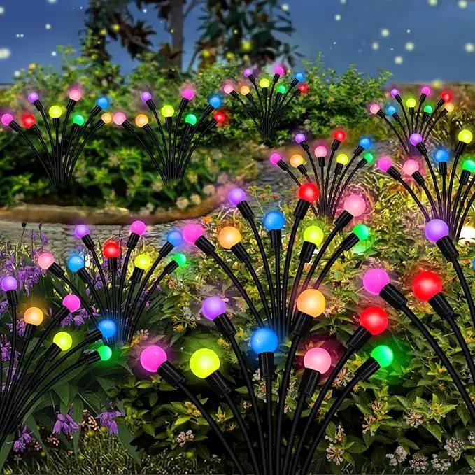 4 Pack 40 LED Solar Firefly Lights,2 Pack Multicolor+2 Pack Blue by GreenHaven Gardens