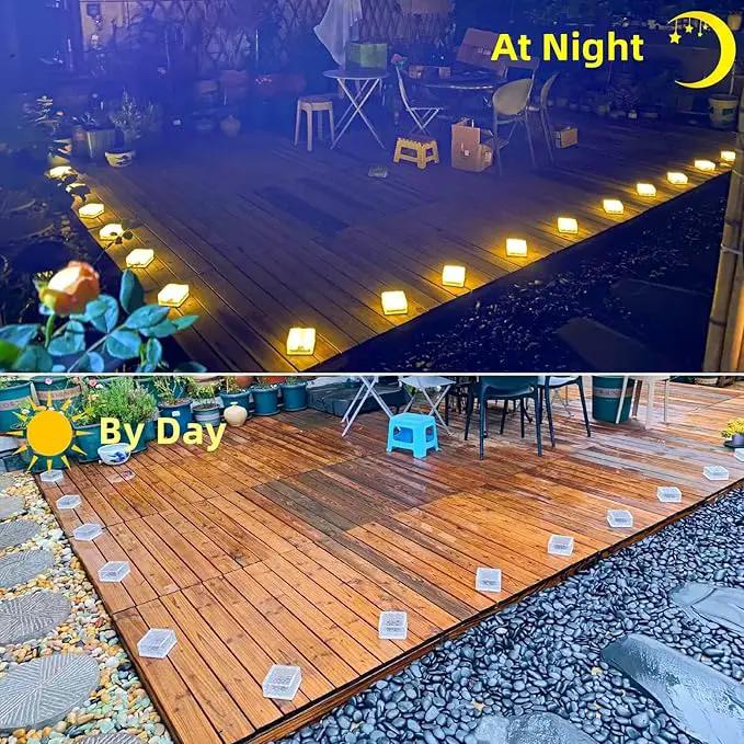 4Pack Solar Brick Lights,4.3 * 4.3in Outdoor Solar Lights,Pavers Lights,Solar Pathway Lights Outdoor Waterproof for Garden Courtyard Pathway, Ice Rock Cube Lights by GreenHaven Gardens