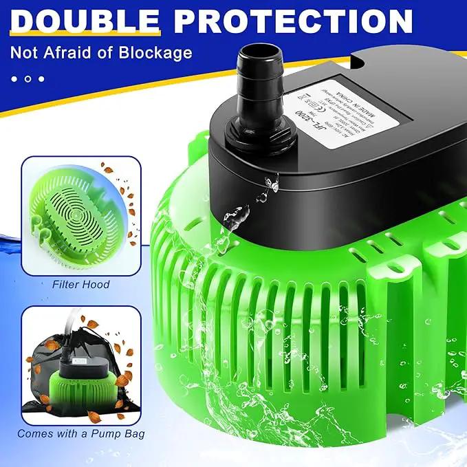 Pool Cover Pump above Ground-Submersible Sump Pump Swimming Water Removal Pumps, Sump Pump for Pool Draining with 16ft Drainage Hose & 25 ft Extra Long Power Cord,850 GPH,3 Adapters-Green by GreenHaven Gardens