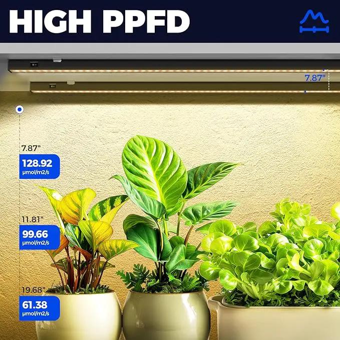 Barrina T5 Grow Lights for Indoor Plants, 4FT 160W (8 X 20W) Plant Grow Lights Indoor with Magnetic Bar, Linkable Plant Growing Lamps with Black Cover, Plug and Play, Yellow, 8 Packs by GreenHaven Gardens