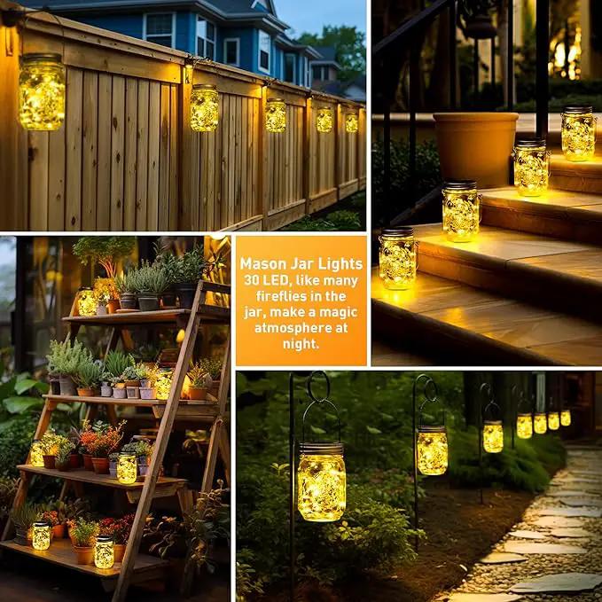 GIGALUMI Solar Mason Jar Lights, 12 Pack 30 Led String Fairy Lights Garden Lights Outdoor Waterproof Metal Lid Hanging Solar Lanterns for Outdoor, Garden, Patio, Lawn, Balcony Decoration by GreenHaven Gardens