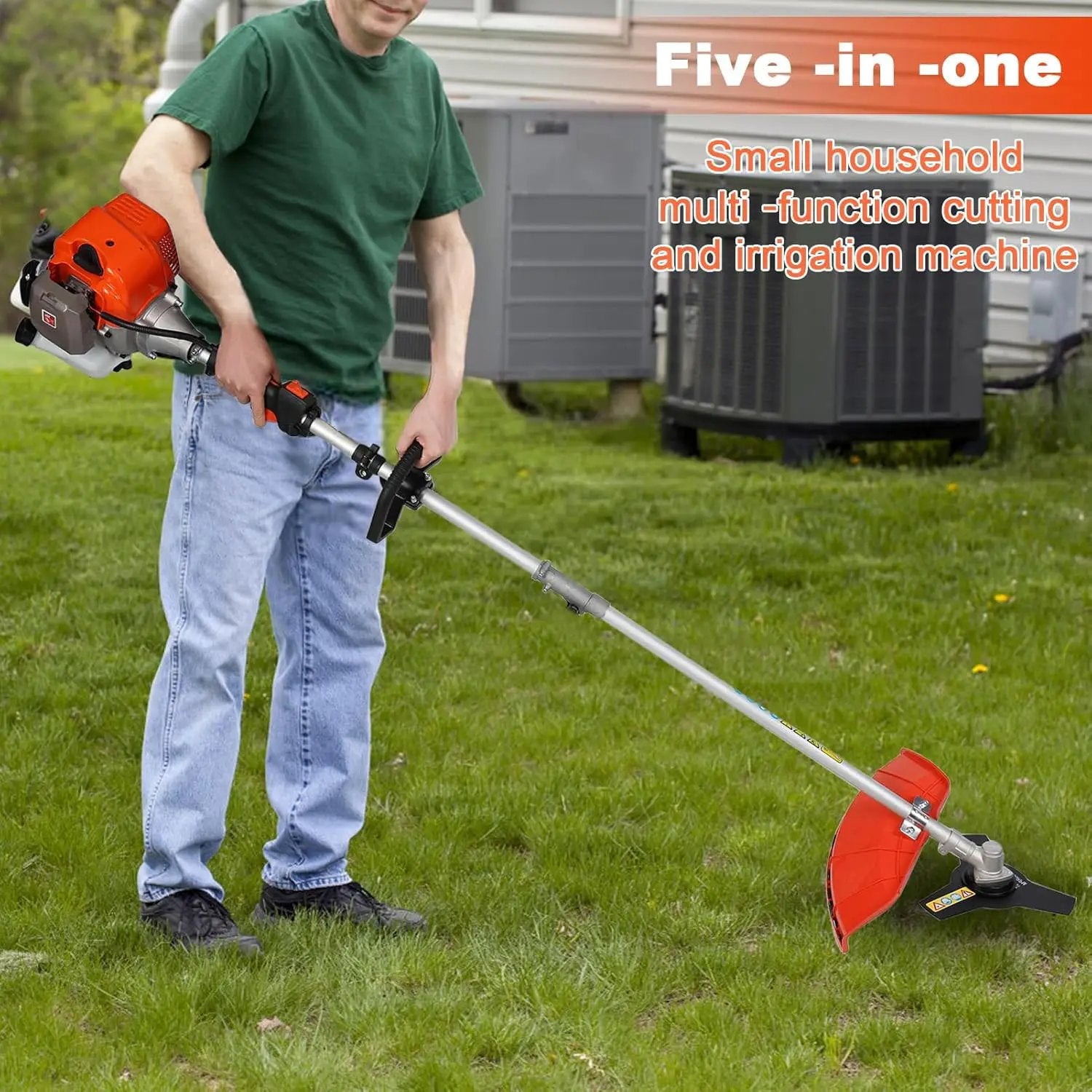 Weed Eater Gas Powered 52cc - 2 Cycle, 5 in 1 Grass Trimmer, Gas Hedge Trimmer, String Trimmer, Brush Cutter, Pole Saw with Extension Pole, Multi Functionallandscaping Tools & Equipmen (Red2) by GreenHaven Gardens