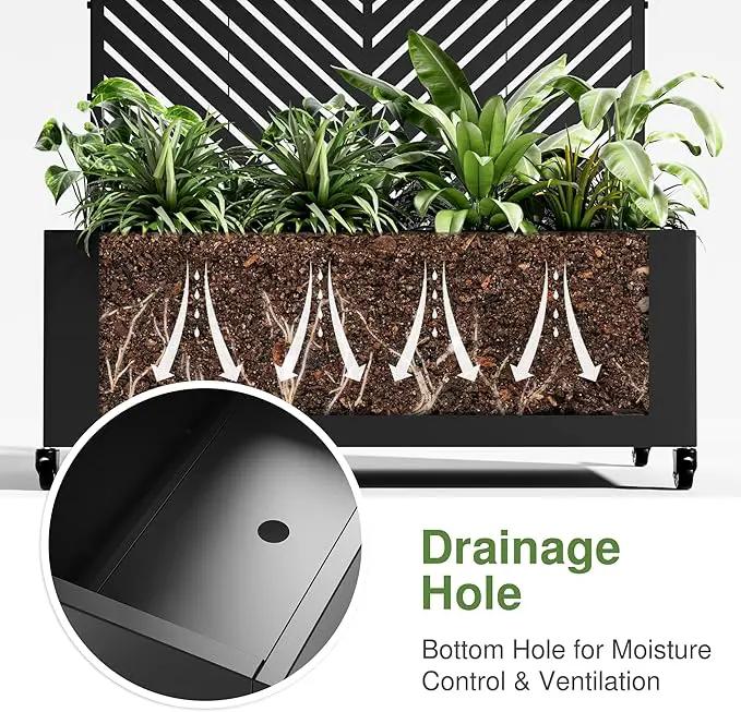 Casaphoria Metal Raised Garden Bed with Trellis and Wheels, 72"x35"x16" Planter Box for Climbing Plants, Vegetables & Vines, Features Drainage Holes and Privacy Screen (Black-Parallel) by GreenHaven Gardens