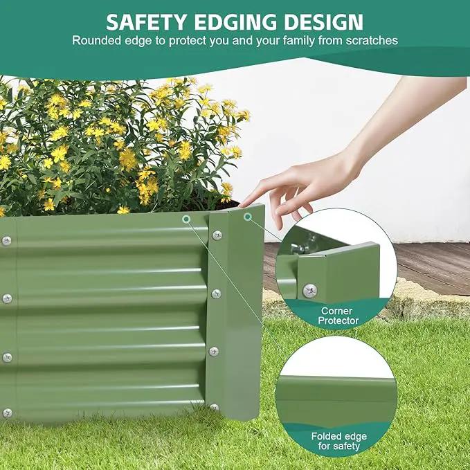 Galvanized Raised Garden Bed - 4x2x1ft Metal Garden Planter Box Outdoor | Steel Raised Bed Kit with Bracing Rods, Gloves for Gardening Vegetables Fruits and Flowers (Oliver Green) by GreenHaven Gardens