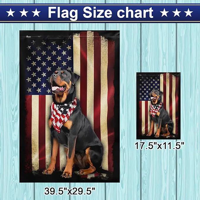 Flags-Rottweiler American Flag, House Flag (29.5" x 39.5")-USA House Garden Flags Premium Polyester-Decorative Outdoor Flags by GreenHaven Gardens