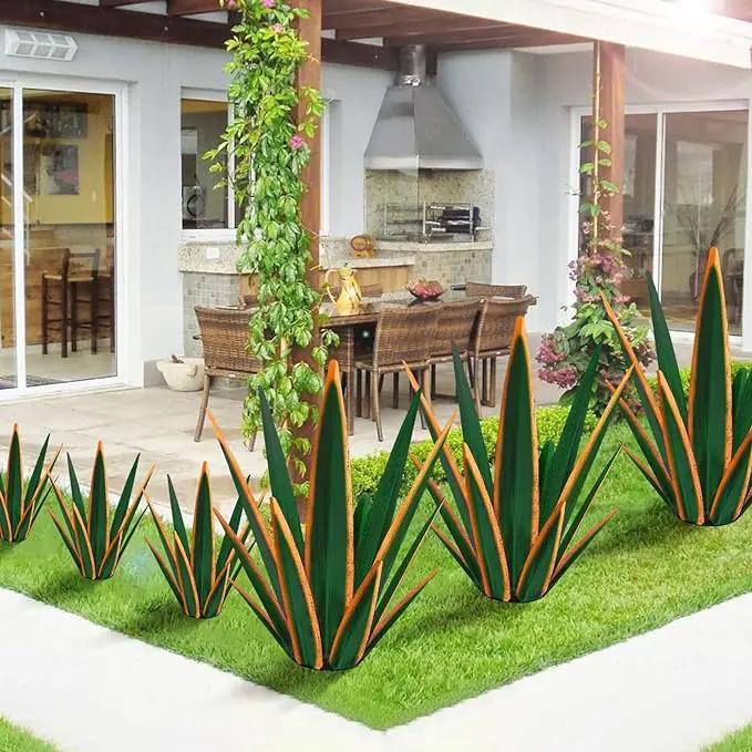 Large Tequila Rustic Sculpture, Rustic Metal Plants for Outdoor Patio Yard, Home Decor Hand Painted Agave Garden Statue, Outdoor Lawn Ornaments Yard Stakes (Dark Green - L) by GreenHaven Gardens