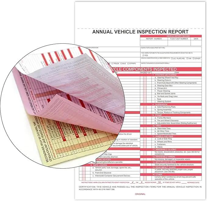 Annual Vehicle Inspection Report (30Pc Red 2+3-Ply Carbonless) by GreenHaven Gardens