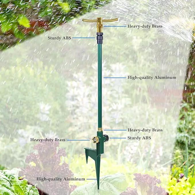 ATDAWN 3-Arm Garden Sprinkler, High-Rise Lawn Sprinkler, 360 Degree Rotation Garden Water Sprinklers, Lawn Irrigation System, Gardening Watering System, Large Area Coverage by GreenHaven Gardens