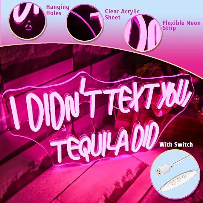 I Didn't Text You, Tequila Did Neon Sign for Wall Decor,Neon Light for Bedroom Bar Man Cave Business Bar Decoration by GreenHaven Gardens
