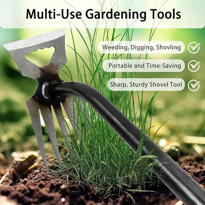 Weed Puller Tool, Time-Saving Garden Tools, Upgraded Hadfield Steel Weeding Tool Multifunctional Weeder, Dandelion Weed Puller Tool Gardening Tools for Yard, 6 Teeth by GreenHaven Gardens