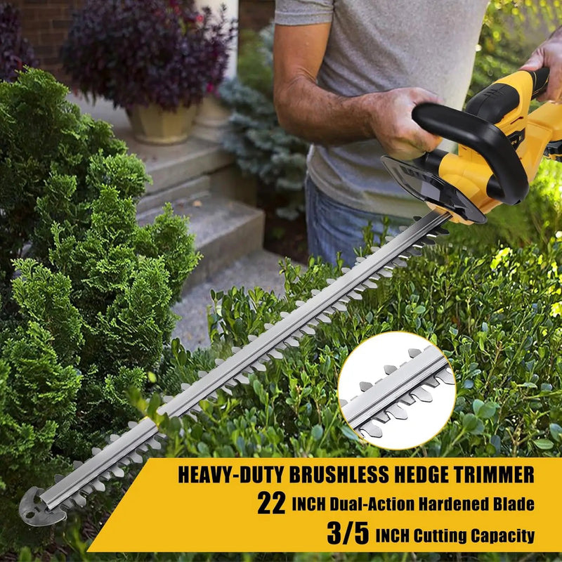 MaxMore Cordless Hedge Trimmer, Compatible with DeWALT 20V Max Battery (Tool Only) Electric Brushless Hedge Shear with 22-Inch Blade & 1500RPM Speed & Safety Lock, Lightweight & Handheld for Lawn Yard by GreenHaven Gardens