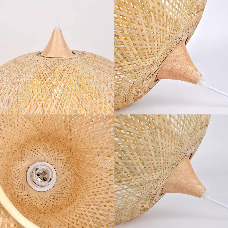 Arturesthome 1 Light Weaving Bamboo Pendant Light for Kitchen Island,17.6" Wicker Chandelier,Handmade Woven Hanging Ceiling Light for Living Room Bedroom by GreenHaven Gardens