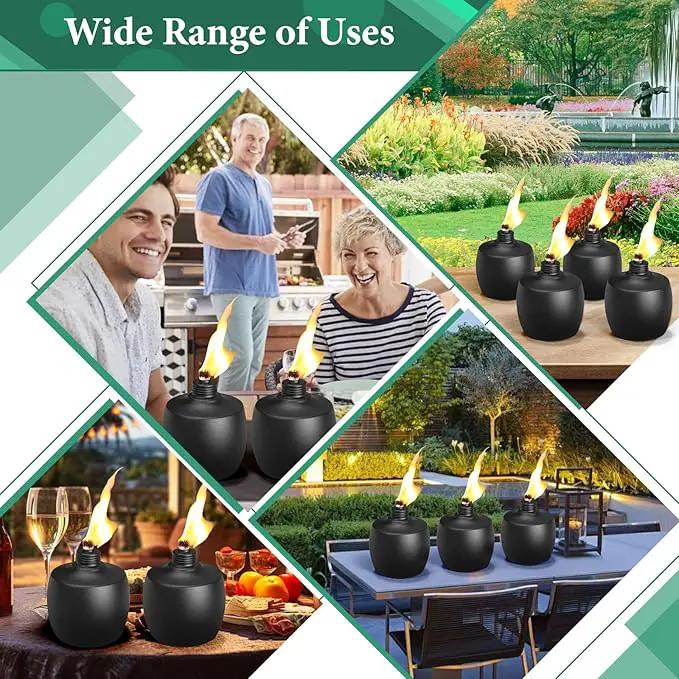 4-Pack Citronella Tabletop Torches, MQKIWAO 21 oz Table Top Torches for Outdoor, Metal Oil Burner Candles, Garden Torches with Fiberglass Wick for Yard, Patio, Deck, Garden, Party, Landscape by GreenHaven Gardens