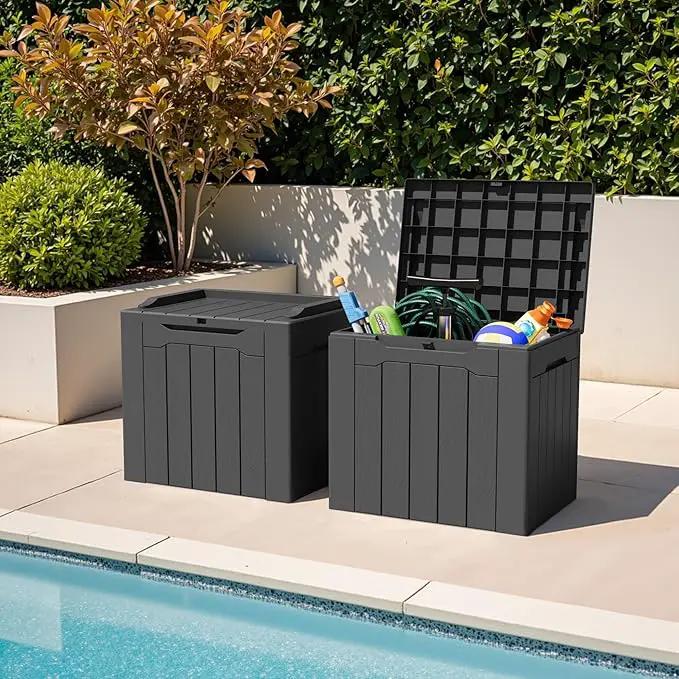 Greesum 31 Gallon Deck Box for Outside, All Weather Outdoor Storage Boxes for Patio Furniture Set, Package Delivery Box,Garden Tools, Gray(Set of 2) by GreenHaven Gardens