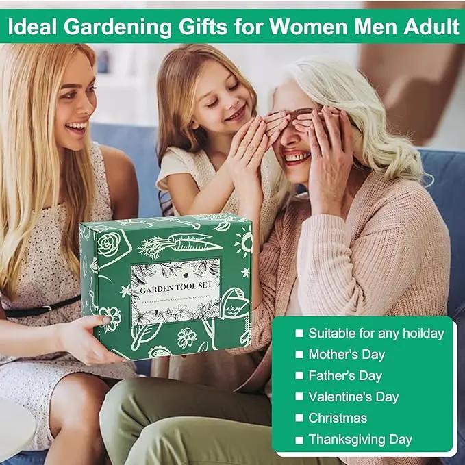 Garden Tool Set for Women, 12pcs Heavy Duty Gardening Tools, Cute Gardening Supplies Gifts for Women Mom, Garden Hand Tools with Fashion Organizer Handbag, Garden Tools for Gardening, Planting, Green by GreenHaven Gardens