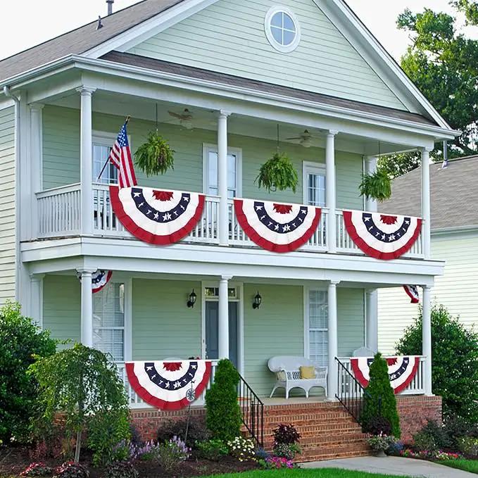 3 x 6 Ft American Pleated Fan Flag, USA Patriotic Half Fan Bunting Flag, 4th of July Decorations Flags (Set of 2) by GreenHaven Gardens