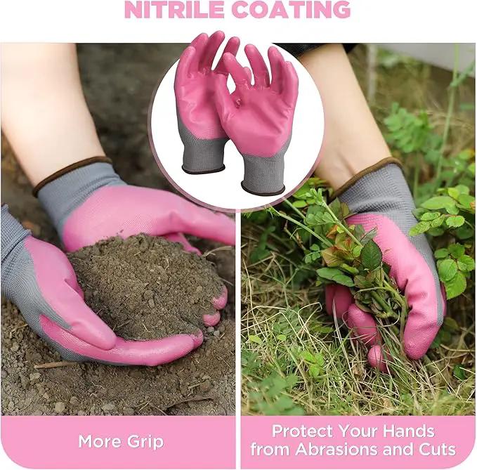 WORKPRO Aluminum Garden Tool Set, 4PCS Heavy Duty Hand Garden Tools with Box Include Trowel, Rake, Pruner, Garden Gloves, Pink, Garden Gifts by GreenHaven Gardens
