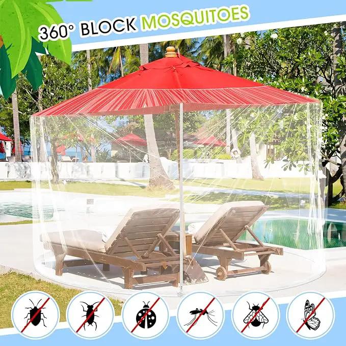 Windyun 2 Pcs 7 to 10 ft Patio Umbrella Mosquito Netting with Double Zipper Door, Screen Universal Hanging Mosquito Net for Patio Polyester Mesh Umbrella Screen for Outdoor and Patio Tables(White) by GreenHaven Gardens