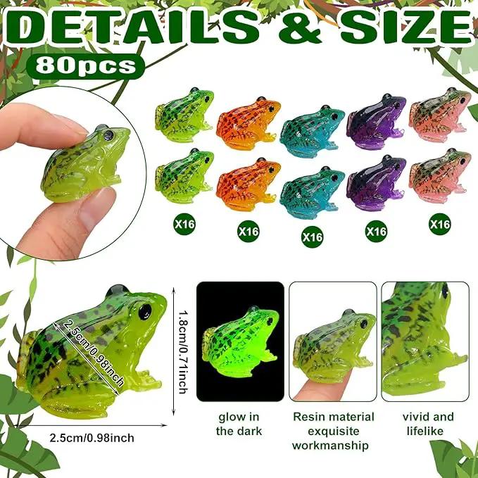 Barydat 80 Pcs Miniature Frog Figurines Luminous Mini Resin Frog Figures Model Garden Decor DIY Terrarium Craft Ornament Accessories for Moss Landscape Decoration (0.98 x 0.98 Inch) by GreenHaven Gardens