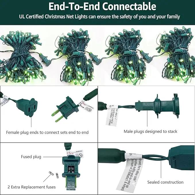 6Ftx4Ft LED Christmas Net Lights Green Wire,Connectable UL Certified Waterptoof Net Lights for Bushes Trees Shurb Garden Outdoor Christmas Decorations by GreenHaven Gardens