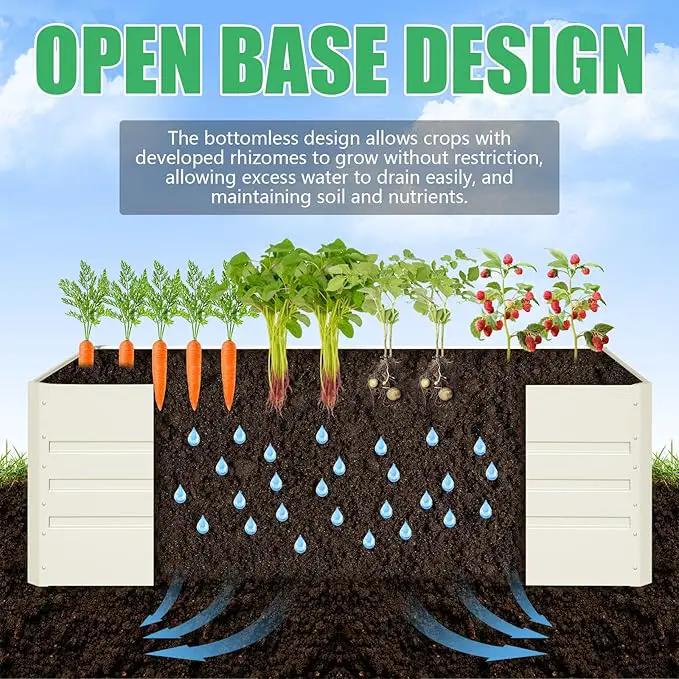 SnugNiture Galvanized Raised Garden Bed 6x3x2FT Outdoor Large Metal Planter Box Steel Kit for Planting Vegetables, Flowers, Beige White by GreenHaven Gardens