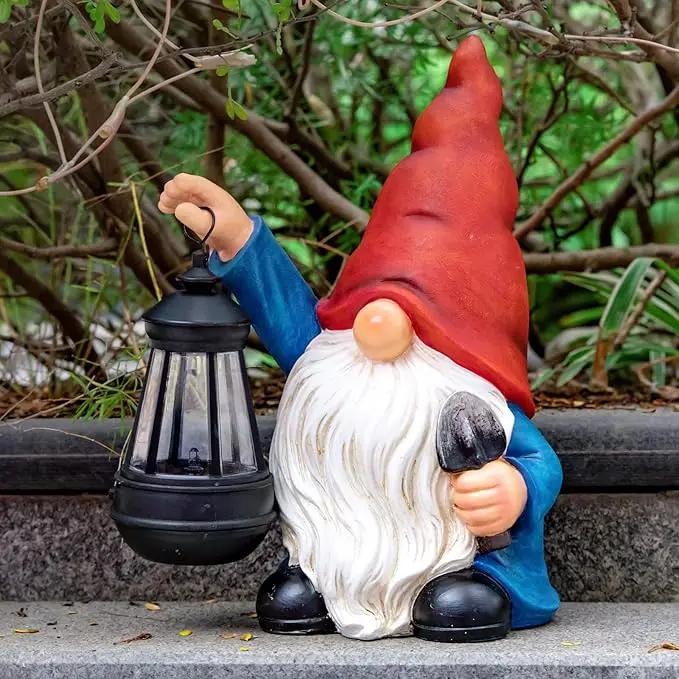 Garden Gnome Outdoor Decoration with Shovel Solar Gnomes Statue with Lantern LED Lights,Terrace Courtyard Lawn Patio Porch Decoration Christmas Housewarming Gift for Woman Mom by GreenHaven Gardens