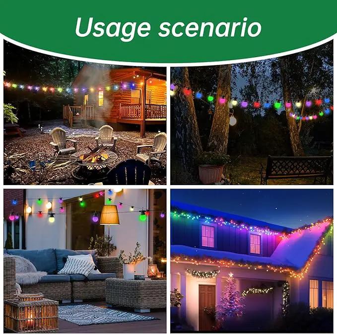 Outdoor String Lights 12 feet G50 Anti-Fall Waterproof Retro lampshade IP65 Waterproof 6 Color Lights Suitable for Garden Parties More Dazzling by GreenHaven Gardens