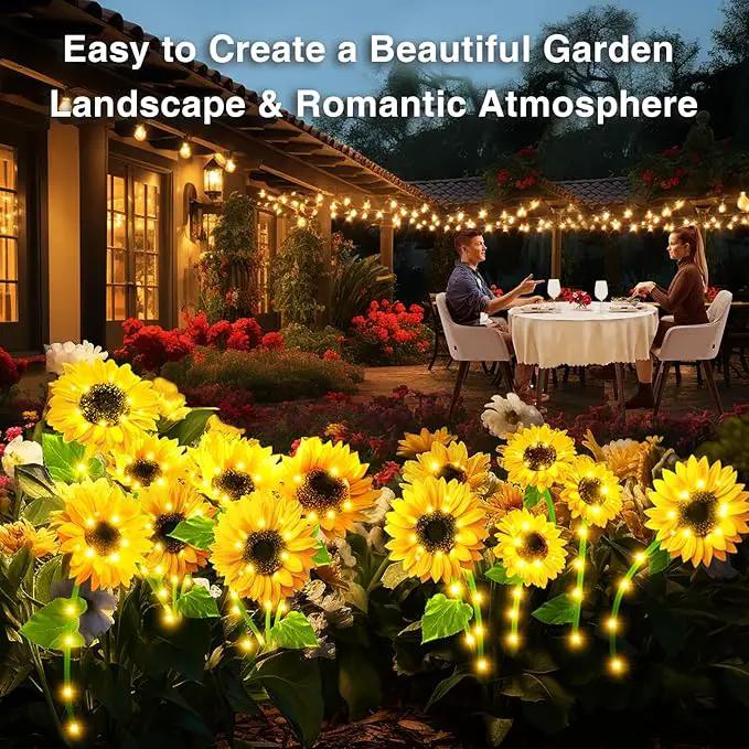 Solar Sunflower Garden Lights: 6 Pack of 18 LED Artificial Solar Flowers, IP65 Waterproof for Pathway, Walkway, Porch, Landscape, Yard Decorations by GreenHaven Gardens