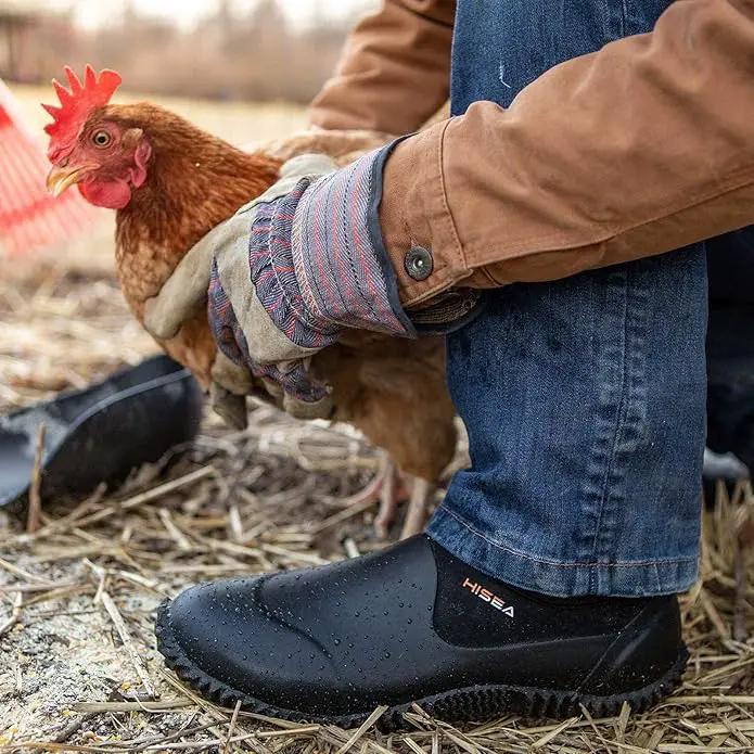 HISEA Unisex Waterproof Garden Shoes, Men's Rubber Rain Boots Women's Ankle Rain Shoes Neoprene Camp Booties Outdoor Slip-On Footwear for Gardening, Farming, Camping, Car Wash, Lawn Care and Yard Work by GreenHaven Gardens