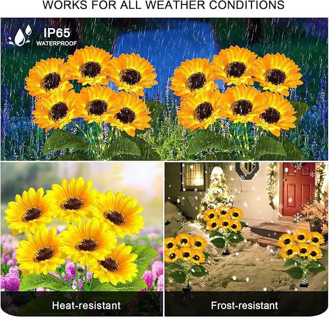 2 Pack with 12 Solar Sunflower Garden Lights Warm White LED Outdoor Decorative Stake Lights for Yard, Patio, Lawn, Pathway, IP65 Waterproof, Ideal Gift for Women, Mom, Grandma, Friends by GreenHaven Gardens
