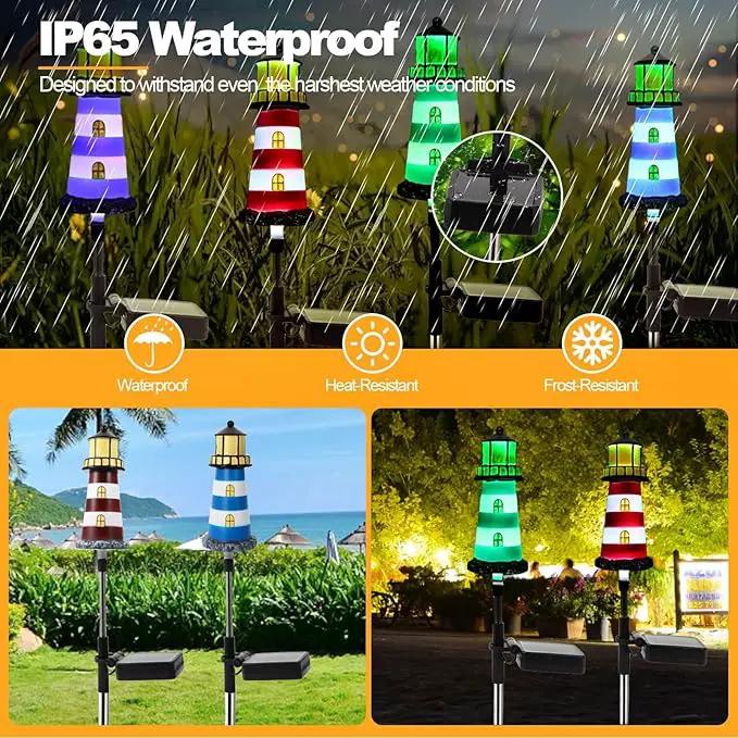 Lighthouse Outdoor Solar Lights,2 Packs Outdoor Waterproof, Solar Trail Lights Decor Your Garden, Flower beds, Patio Lights walkways Garden Decor for Outside by GreenHaven Gardens