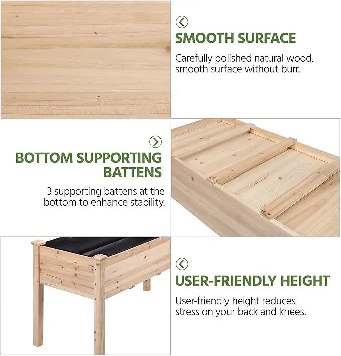 Yaheetech 1pc Raised Garden Bed 48x24x30in Elevated Wooden Horticulture Planter Box with Legs Standing Growing Bed for Gardening/Backyard/Patio/Balcony by GreenHaven Gardens