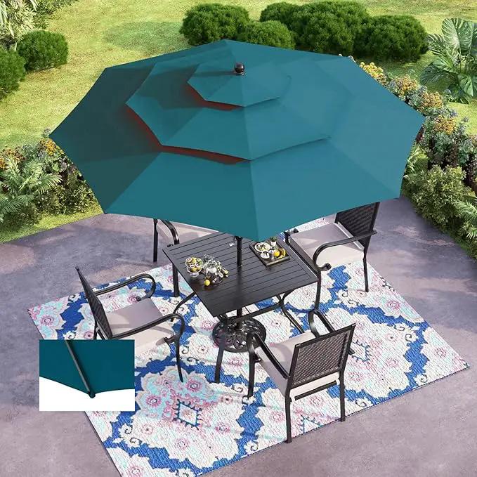 GREEN PARTY 10ft Outdoor Patio Umbrella, Auto-Tilt Market Table Umbrellas with Crank, 8 Sturdy Ribs & 1.5" Pole UV Protection for Garden Deck Backyard Pool by GreenHaven Gardens
