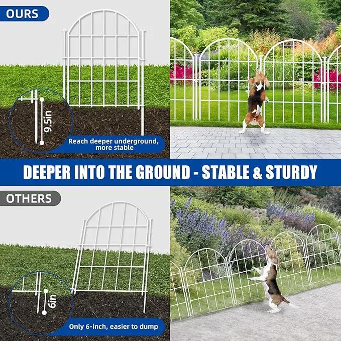 26 Pack Decorative Garden Fence, 17in X 28ft Arched No Dig Fence Border, Garden Edging Border, Rustproof Metal Animal Barrier with Ground Stake for Dog, Rabbit, Outdoor Yard Patio Decor, White by GreenHaven Gardens