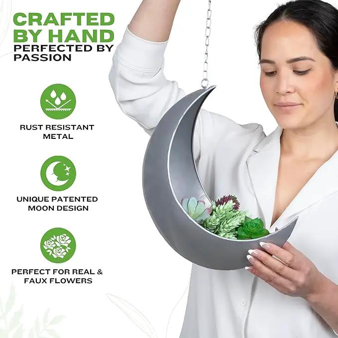 Hanging Moon Planter for Moon Room Decor - Great for Succulents, Air Plant, Mini Cactus, Faux, Artificial Plants-Boho Hanging Planters for Indoor Plants, Witchy Gifts for Women, Birthdays,Plant Lovers by GreenHaven Gardens