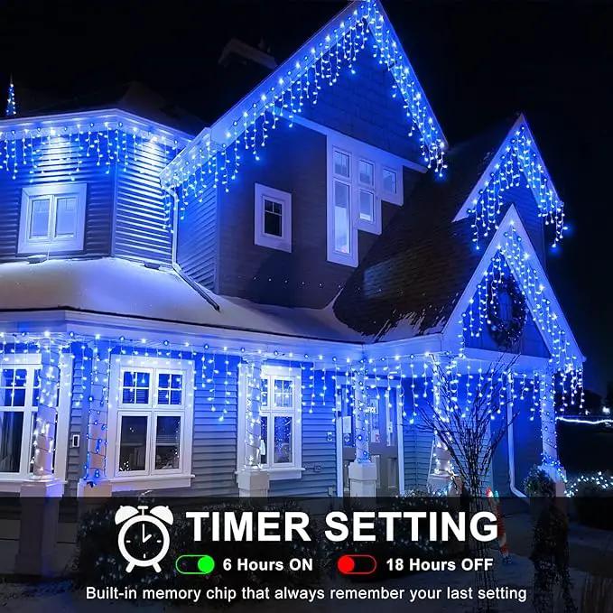 Christmas Icicle Lights Outdoor, 66ft 640 LED Icicle Lights for Outside with 8 Modes Timers, Waterproof Plug in Connectable Twinkle Light for Indoor Window Patio Yard Wedding Decorations, Blue by GreenHaven Gardens
