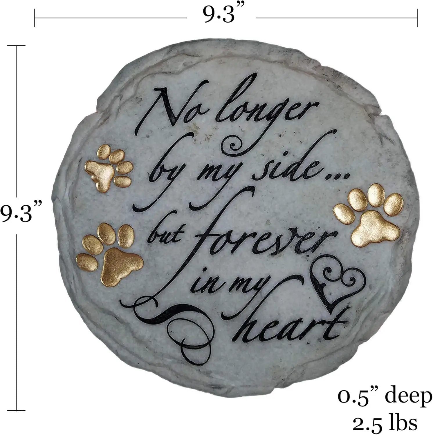 Spoontiques - Garden Décor - No Longer by My Side Stepping Stone - Decorative Stone for Garden, 9.63" Diameter by GreenHaven Gardens